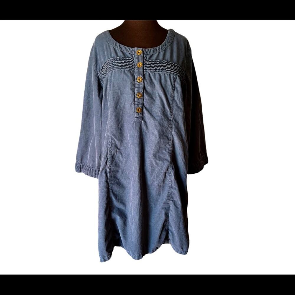 The Territory Ahead Blue Lagenlook Corduroy Modest Tunic Blouse 16